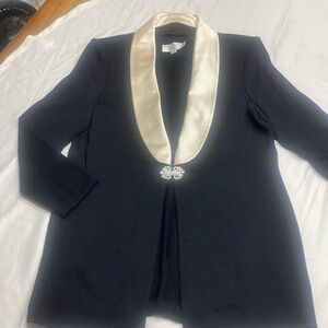 ST. JOHN EVENING blazer JACKET black 10 button off collar NWOT classic knot